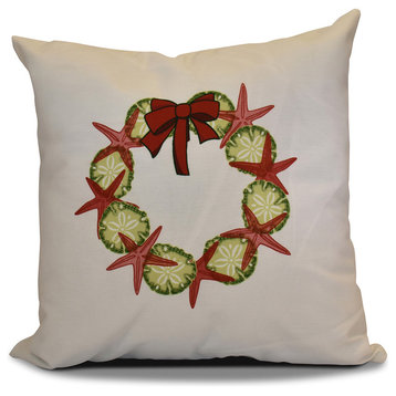 Decorative Holiday Pillow Geometric Print, Red, 20"x20"