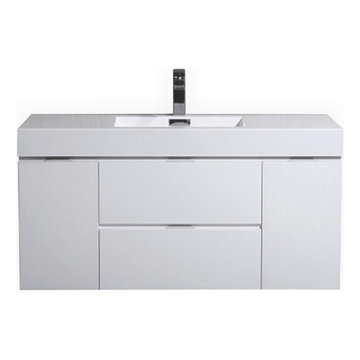 60" WHITE WALL MOUNT SINGLE SINK MODERN BATHROOM VANITY