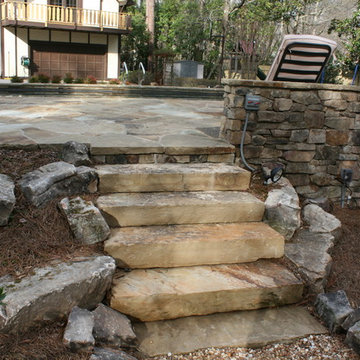Natural Stone Stairway to Pool Patio