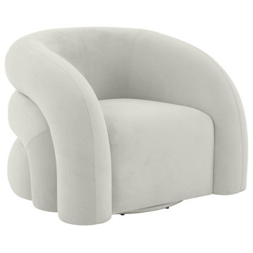 Slipper Light Gray Velvet Swivel Chair