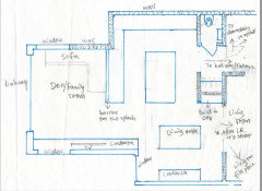 Kitchen layout - wall oven, rangetop size, counter space, sink, trash?