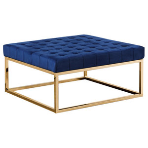 In Stock Upholstered Square Ottoman Coffee Table With Gold Base Contemporary Footstools And Ottomans By Furniture Import Export Inc Houzz