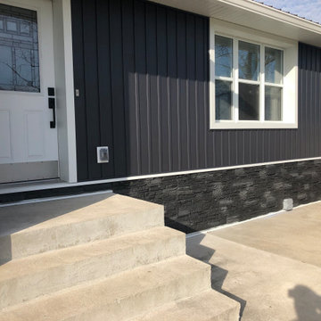 Wainscoting Trim with Iron Ore Stacked Stone