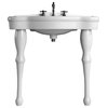 White Console Sink China Two Spindle Legs with Black 8" Faucet