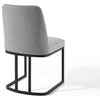 Amplify Sled Base Upholstered Fabric Dining Side Chair, Black Light Gray