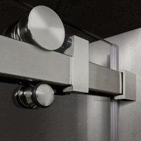 WoodBridge 56-60"Wx76"H Frameless Sliding Shower Door, Brushed Nickel