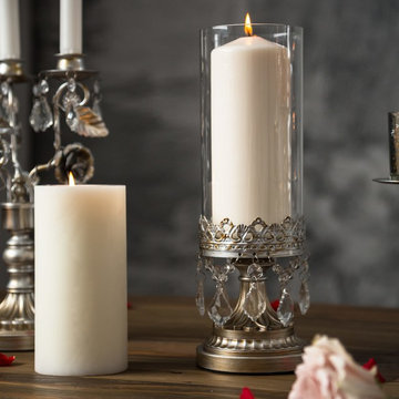 Victoria Antique Silver Hurricane Candle Holder by Amalfi Decor