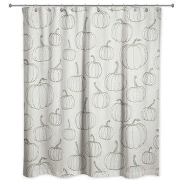 White Pumpkin Pattern 71x74 Shower Curtain