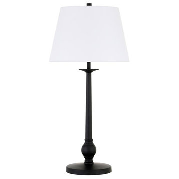 Wilmer 28 Tall Table Lamp with Fabric Shade in Blackened Bronze/White