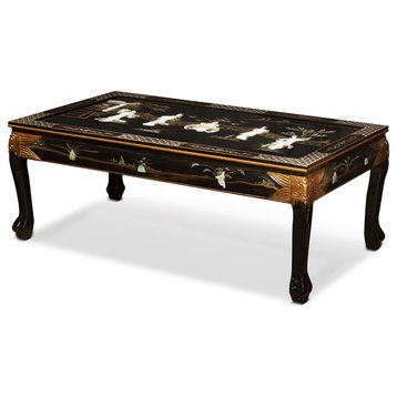 Black Lacquer Mother of Pearl Figurine Coffee Table