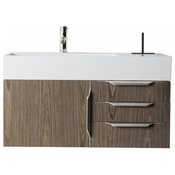36 Inch Floating Bathroom Vanity, Ash Gray, No Top, No Sink, Modern, Outlets
