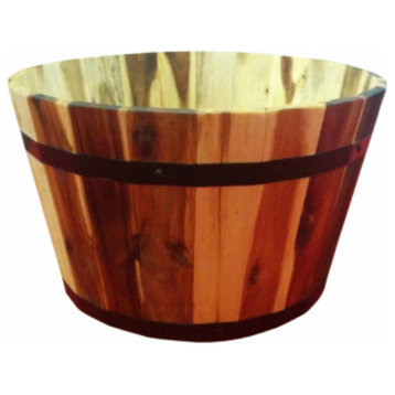 Avera AWP304180 Round Wood Barrel Planter, 18" x 11"
