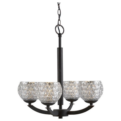 Mirage 4-Light Pendant Chandelier, Bronze, Mercury Crystal Ball, Halogen G9