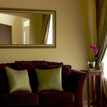 Traditional Living Room with Mixed Textiles, Accent Chair ft. Nearly Natural Pha