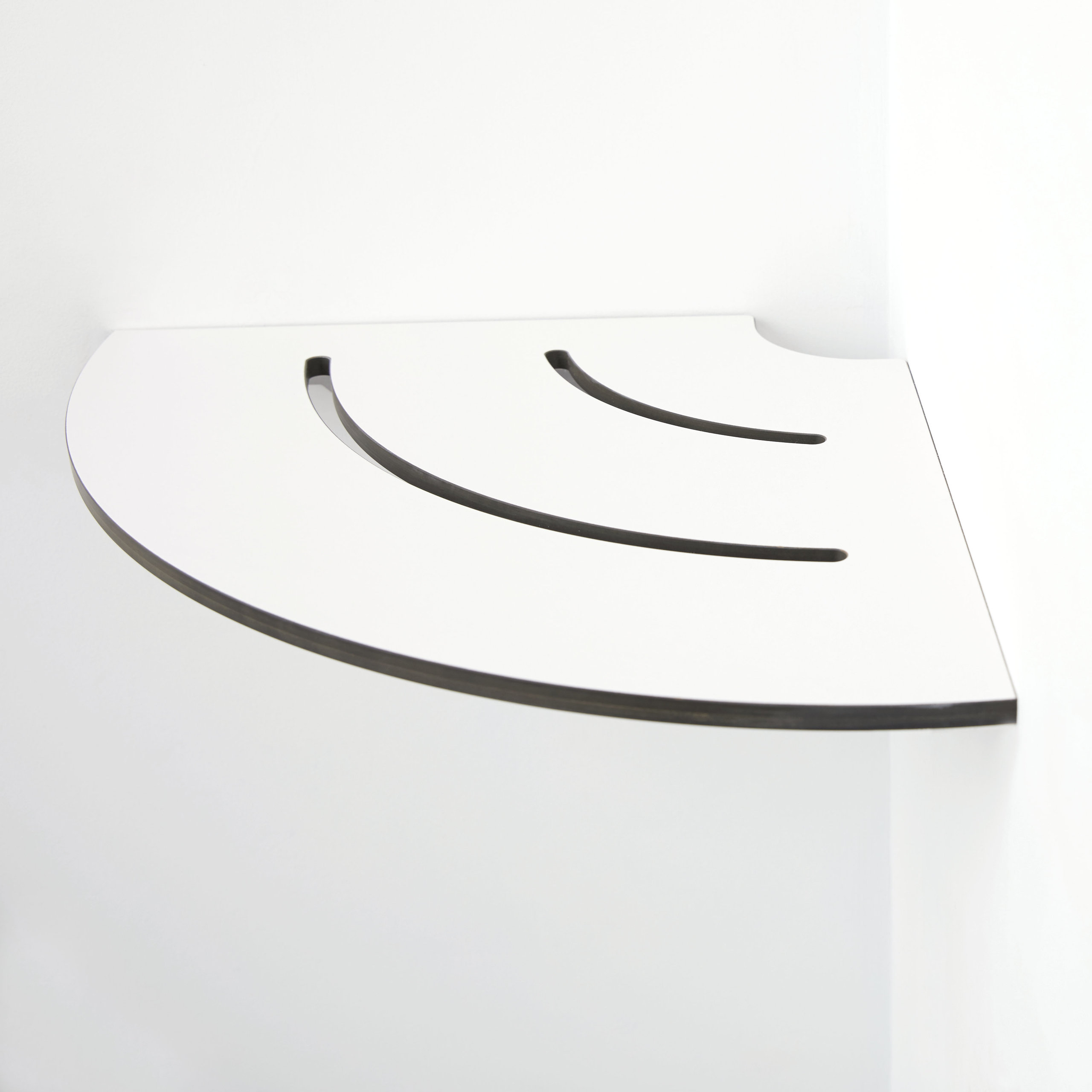 White Corner Shower Seat With 18" Radius