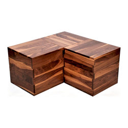 Multifunctional Walnut Cube - Coffee And Accent Tables