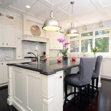 Open Plan Soft White Cabinets Contrasting Dark Floors