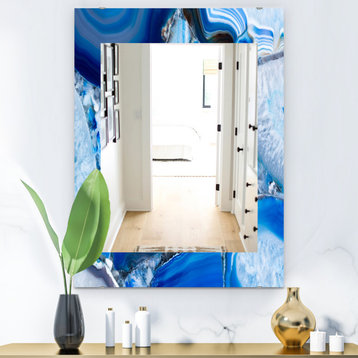 Designart Marbled Geode 11 Midcentury Frameless Wall Mirror, 28x40