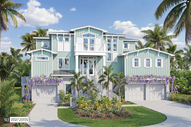 マイアミにあるビーチスタイルのおしゃれな家の外観の写真