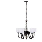Yosemite Home Decor - Mitchell Peak 5-Light Chandelier - The Mitchell Peak Collection by Yosemite Home Decor is stylish, elegant, and chic. Update your home decor with this stunning chandelier in Oil Rubbed Bronze Finish decked with cylindrical White Dove glass shades. The body and arms of this chandelier is fitted with acrylic crystal orbs which accentuate this fixtures elegance and contemporary style. A limited 1-year warranty is included on all parts. It requires (5) incandescent medium (E26) base bulbs at a recommended maximum of 100-watts.