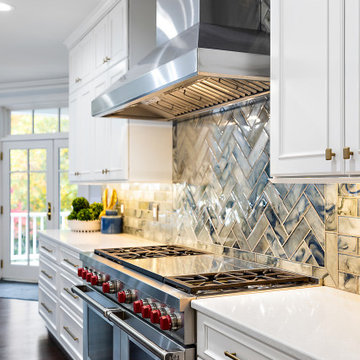 Showplace Chateau Kitchen in White Dove and Cherry Thunder with Ebony glaze