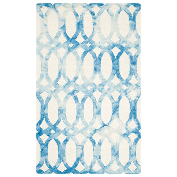 Safavieh Dip Dye Collection DDY675 Rug, Ivory/Blue, 5'x8'