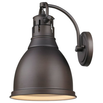 Duncan 1-Light Wall Sconce, Rubbed Bronze With Rubbed Bronze Shade