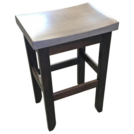 Brown Maple 2-Tone Saddle Stool, Counter Height