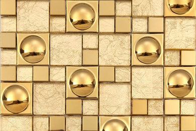 Kitchen Backsplash Tile Ideas Magic Pattern Gold Crystal Glass Porcelain Blend