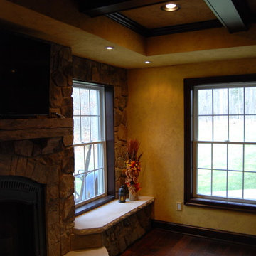 Olde English Aged Plaster Finish throughout an entire Lower Level in Virginia