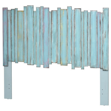 Picket Fence Queen Headboard, Distressed Blue