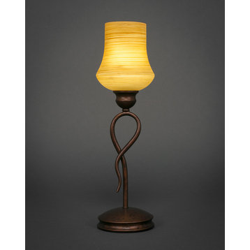 Leaf Mini Table Lamp In Bronze, 5.5" Zilo Cayenne Linen Glass