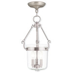 Livex Lighting - Livex Lighting 50482-91 Rockford - 18.5" Three Light Pendant - Canopy Included: TRUE  Shade InRockford 18.5" Three Brushed Nickel Clear *UL Approved: YES Energy Star Qualified: n/a ADA Certified: n/a  *Number of Lights: Lamp: 3-*Wattage:60w Candelabra Base bulb(s) *Bulb Included:No *Bulb Type:Candelabra Base *Finish Type:Brushed Nickel