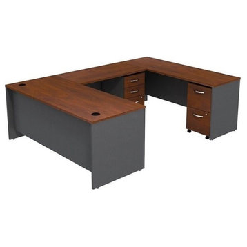 Series C 72" U-Shaped Desk with Pedestal in Hansen Cherry - Engineered Wood