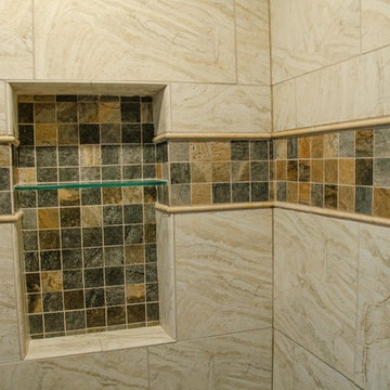 Total Master Bath Remodel Features Vaulted Ceiling, Chrystal Chandelier