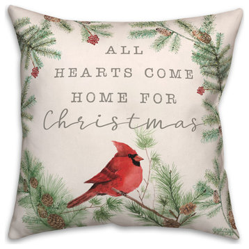 Hearts Come Home For Christmas 4 16x16 Spun Poly Pillow