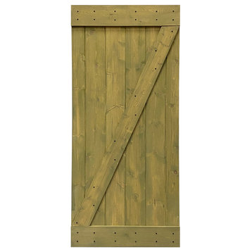Stained Solid Pine Wood Sliding Barn Door, Jungle Green, 38"x84", Z Bar