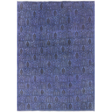 High Quality Purple Overdyed 7'x10' Oriental Hand Knotted Wool Area Rug