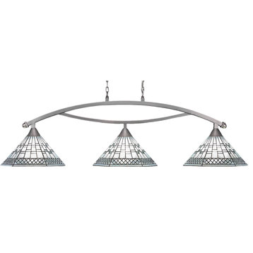 Bow Bar Linear Chandelier, Brushed Nickel, Pewter Art, 3