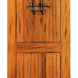 RA-455 Round Top Plank Grooved 2-Panel Tropical Rustic Hardwood Entry Single Doo - Front Doors