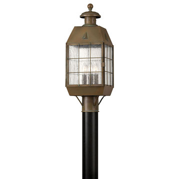 Hinkley Nantucket Medium Post Top Or Pier Mount Lantern, Aged Brass