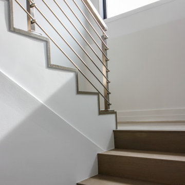 75_Modern Stairway: White Oak & Stainless Steel Balustrade, McLean VA 22101