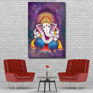 Ganesha Purple Background Canvas Print