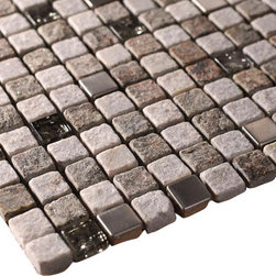 Natural Luxury Square Pebble Stone with Stainless Steel Mosaic Tile Collection - Home Accessories & Decor