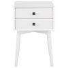 Furniture of America Alto Mid-Century Wood 2-Drawer Side Table in White