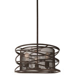 CWI Lighting - Darya 3 Light Up Chandelier With Brown Finish - The layered metal cage frame and wire mesh drum shade displays a dynamic mix that perfectly blends rustic and industrial flair. This  Darya 3 Light Chandelier will make an interesting focal point in a dining room or kitchen. The 18 inch round shade of this up chandelier creates visual excitement with its simple yet compelling design. Feel confident with your purchase and rest assured. This fixture comes with a one year warranty against manufacturers defects to give you peace of mind that your product will be in perfect condition.