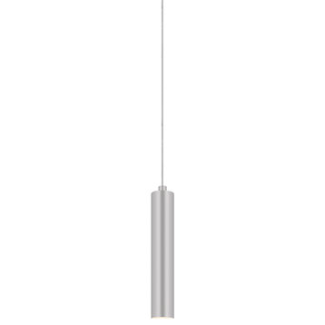 Micro Tube LED Pendant With Frosted Acrylic Shade, Bright Satin Aluminum