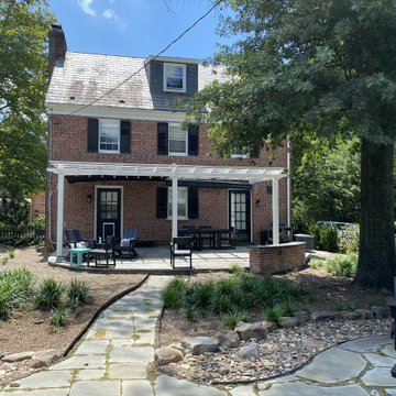A classic entry garden and a fun and relaxing backyard
