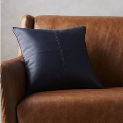 16" mac leather pillow with feather-down insert | CB2 - Bed Pillows