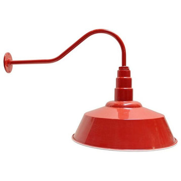 20" Steel Shade, 23" Gooseneck Barn Light, Red, Standard - No Bulb